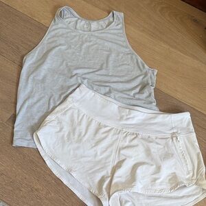 Outdoor Voices Light Gray Tank and White Shorts Set